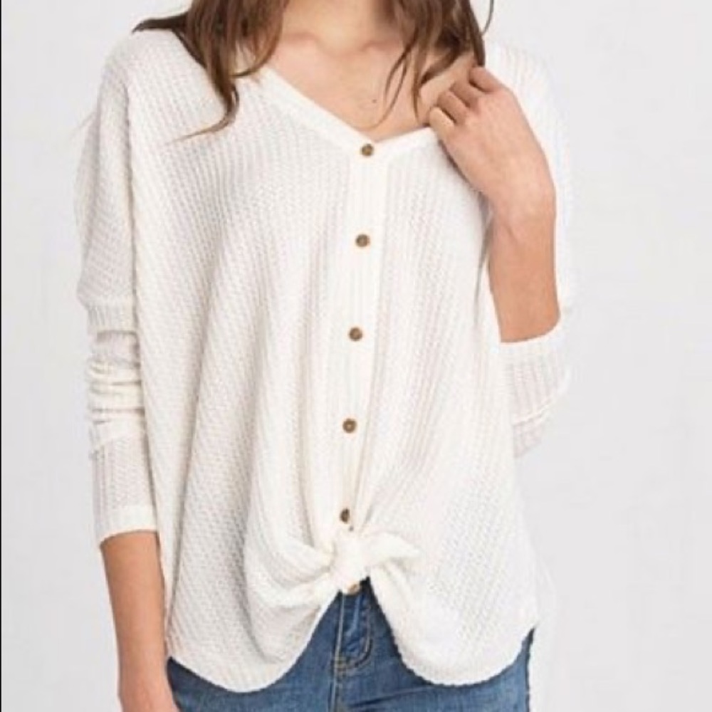 Out from Under - UO waffle knit button up sweater